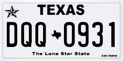 TX license plate DQQ0931