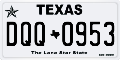 TX license plate DQQ0953