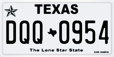 TX license plate DQQ0954
