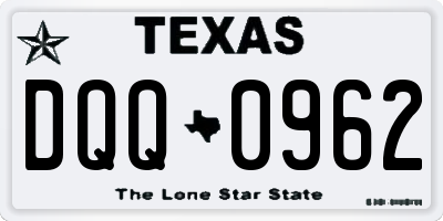 TX license plate DQQ0962