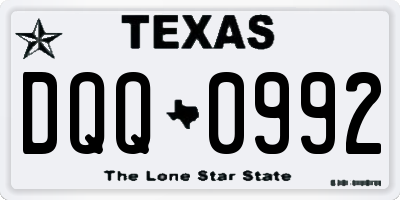 TX license plate DQQ0992
