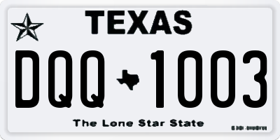 TX license plate DQQ1003