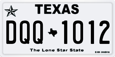 TX license plate DQQ1012