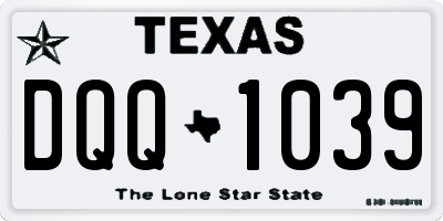 TX license plate DQQ1039