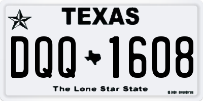 TX license plate DQQ1608
