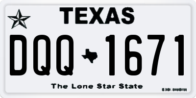 TX license plate DQQ1671