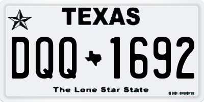 TX license plate DQQ1692