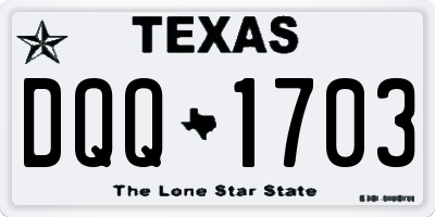 TX license plate DQQ1703