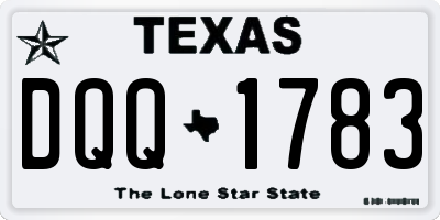 TX license plate DQQ1783