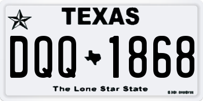 TX license plate DQQ1868