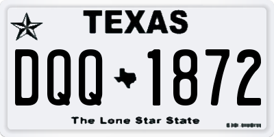TX license plate DQQ1872