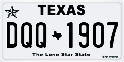 TX license plate DQQ1907
