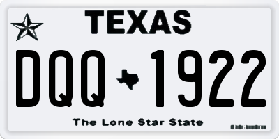 TX license plate DQQ1922