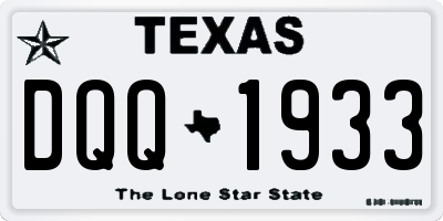 TX license plate DQQ1933