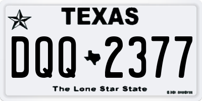 TX license plate DQQ2377