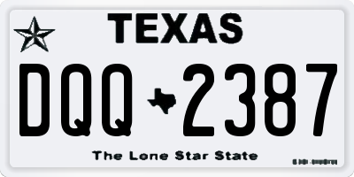 TX license plate DQQ2387