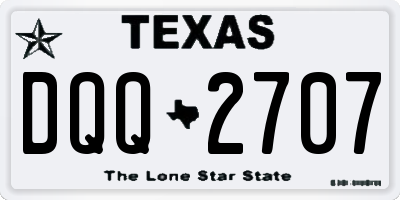 TX license plate DQQ2707