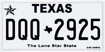 TX license plate DQQ2925