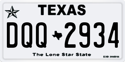 TX license plate DQQ2934