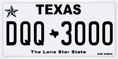 TX license plate DQQ3000