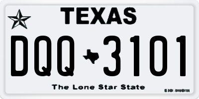 TX license plate DQQ3101