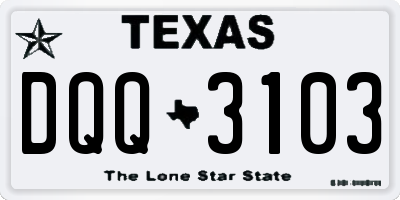 TX license plate DQQ3103