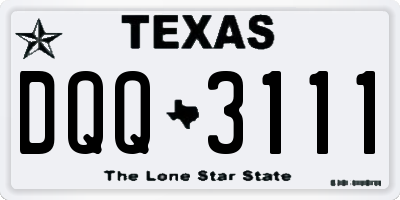 TX license plate DQQ3111