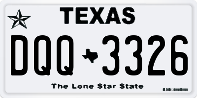 TX license plate DQQ3326