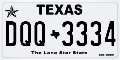 TX license plate DQQ3334