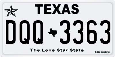 TX license plate DQQ3363