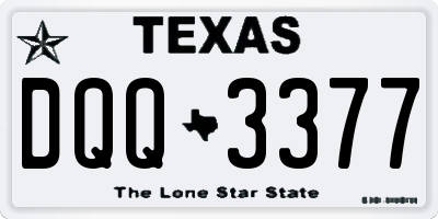 TX license plate DQQ3377