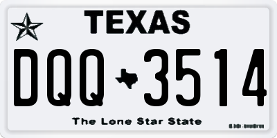 TX license plate DQQ3514