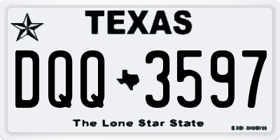 TX license plate DQQ3597