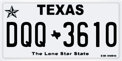 TX license plate DQQ3610