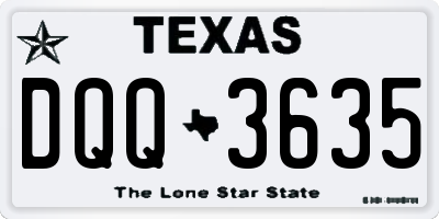 TX license plate DQQ3635