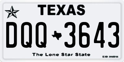 TX license plate DQQ3643
