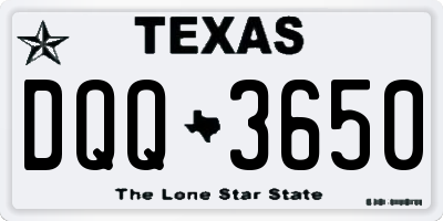 TX license plate DQQ3650