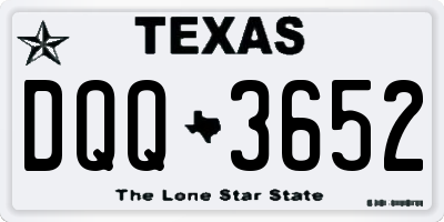 TX license plate DQQ3652