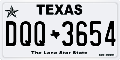 TX license plate DQQ3654