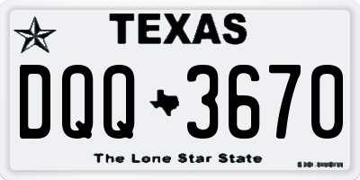 TX license plate DQQ3670