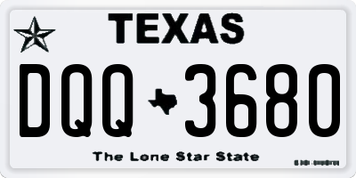 TX license plate DQQ3680