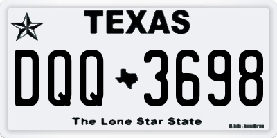 TX license plate DQQ3698