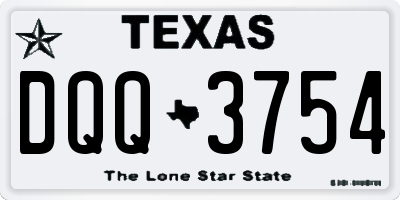 TX license plate DQQ3754