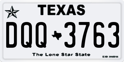 TX license plate DQQ3763