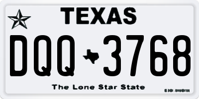 TX license plate DQQ3768