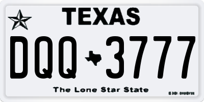 TX license plate DQQ3777