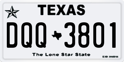 TX license plate DQQ3801