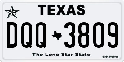 TX license plate DQQ3809