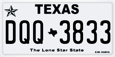 TX license plate DQQ3833
