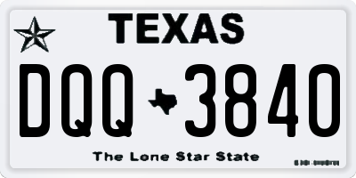 TX license plate DQQ3840